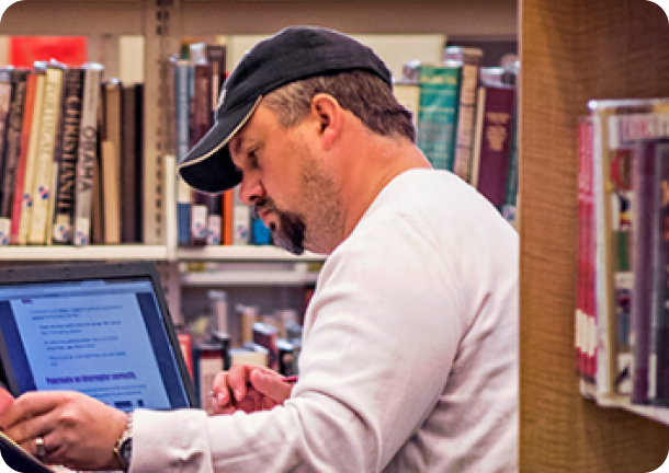 Male student studying